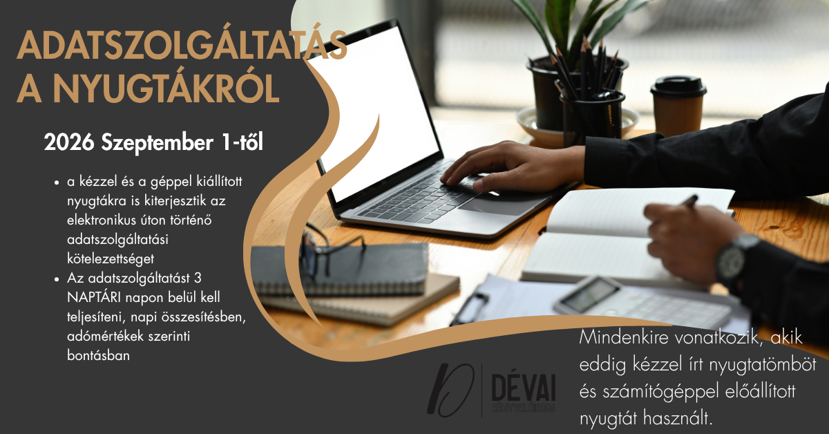 Szeptember 1-től változik a nyugták adatszolgáltatása